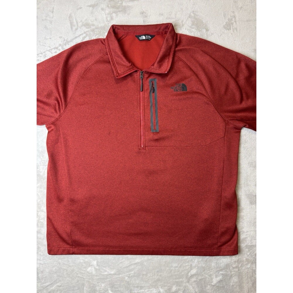 The North Face Mens XXL Red Fleece Quarter Zip Pullover Sweater Outdoor Hike 2XL